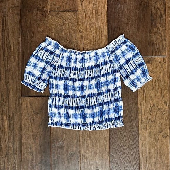 NWOT Zara Girls Kids Blue Tie-Dye cropped Puff Sleeve Top 10/12 13/14 - Picture 13 of 15